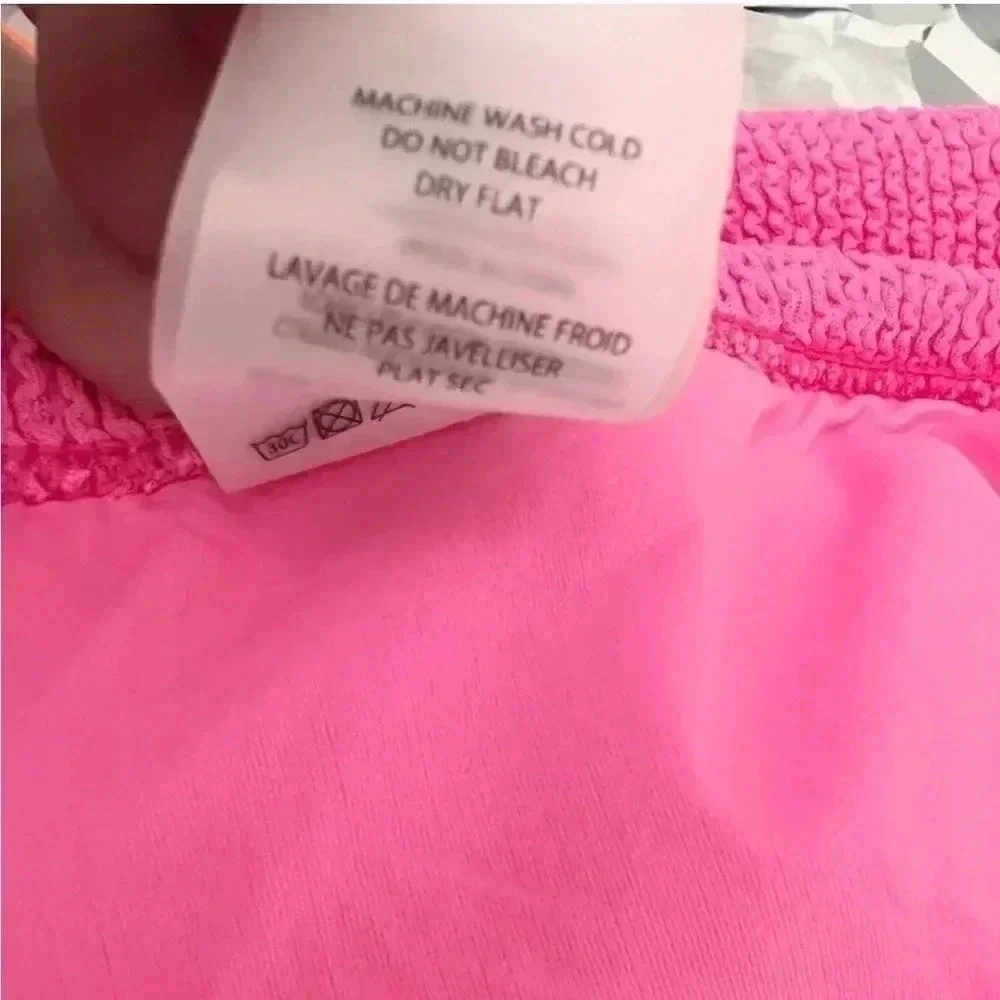 NWT Good American Bright Pink Always Fit Swim Mini Skirt, Size XXS-XS (2)